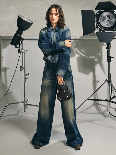 Bobbie Studded Top Handle Bag, Noir, hi-res