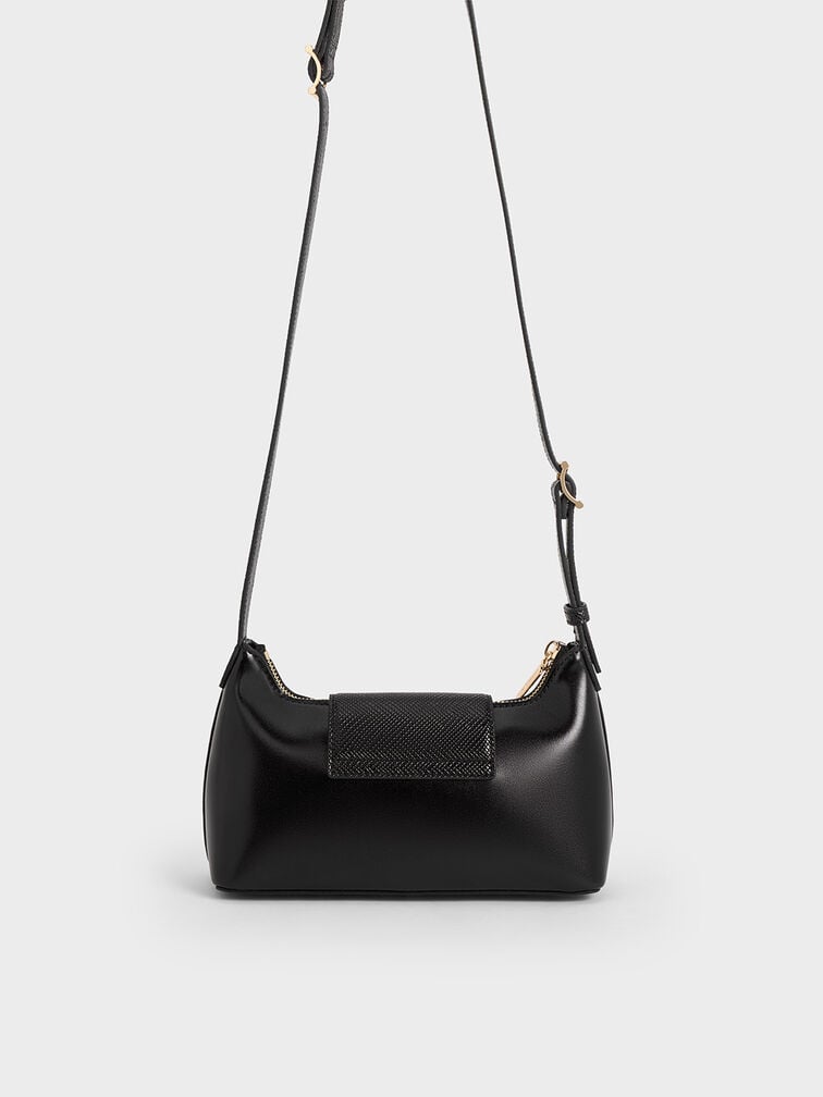 Arwen Belted Shoulder Bag, Black, hi-res