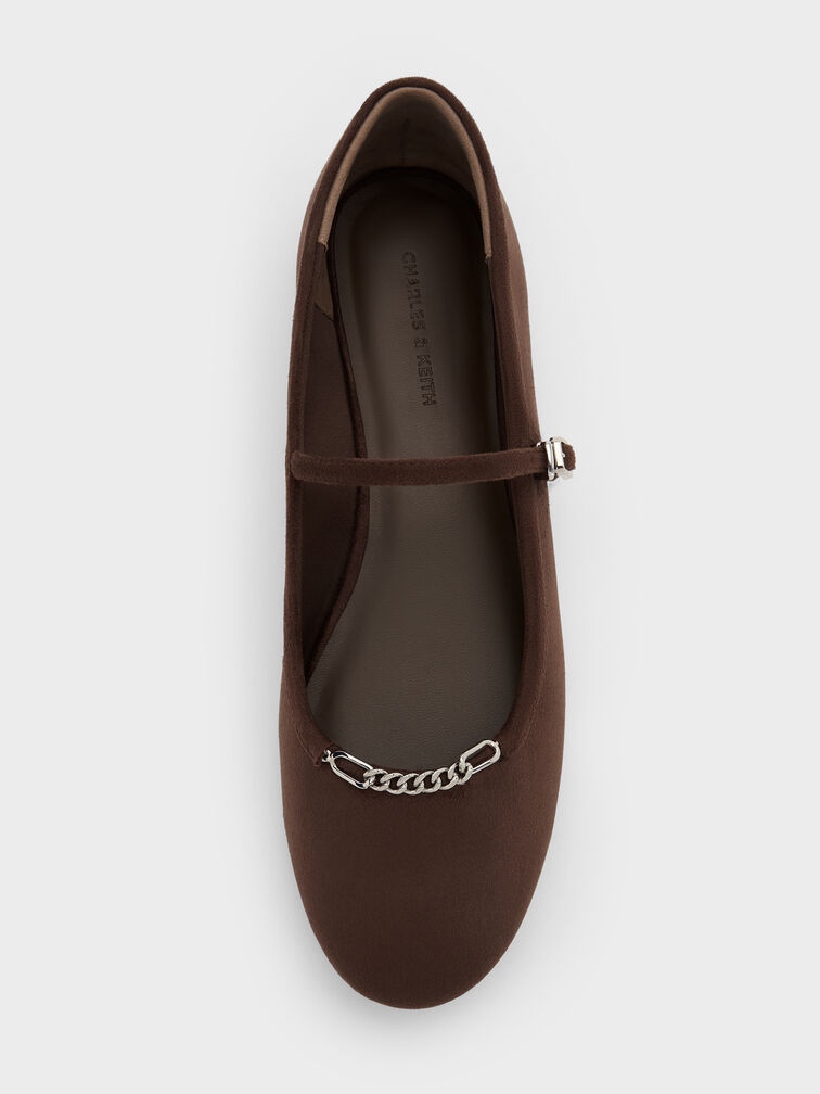 Shila Faux Suede Chain Mary Jane Flats, Dark Brown Textured, hi-res