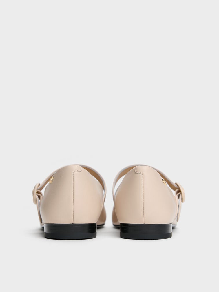 Leather Cap-Toe Mary Janes, Oat, hi-res