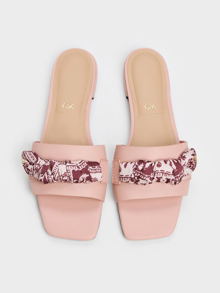 Tayari Leather Printed-Strap Slide Sandals, Pink, hi-res