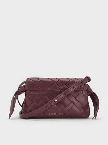 Ivette Woven Crossbody Bag, Wineberry Red, hi-res