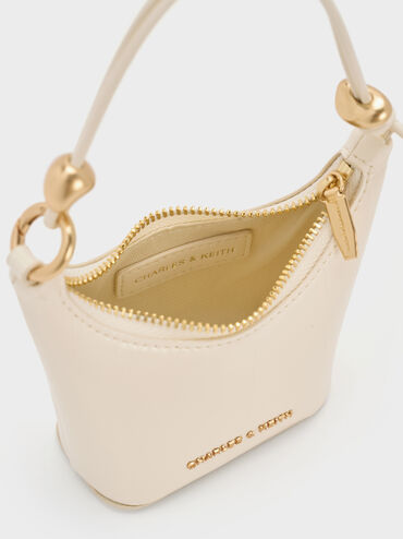 Micro Augustine Eel-Effect Chain-Handle Bag, Cream, hi-res