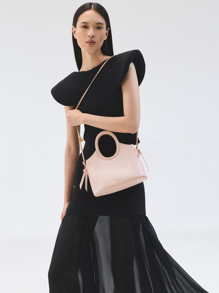 Mini Dalia Bow Oval-Handle Tote Bag, Soft Pink, hi-res