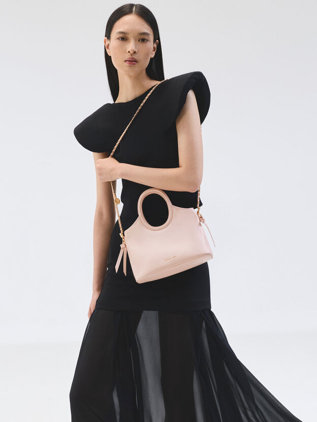 Mini Dalia Bow Oval-Handle Tote Bag, Soft Pink, hi-res