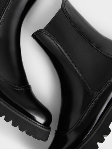 Ridged-Sole Chelsea Boots, Black, hi-res