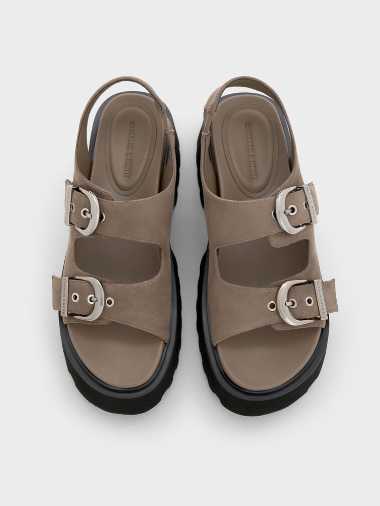 Nadine Faux Suede Slingback Platform Sandals, Taupe, hi-res