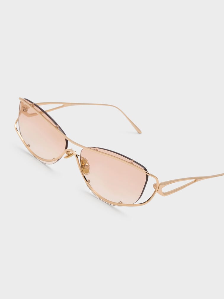 Ainsley Geometric Sunglasses, Light Gold, hi-res