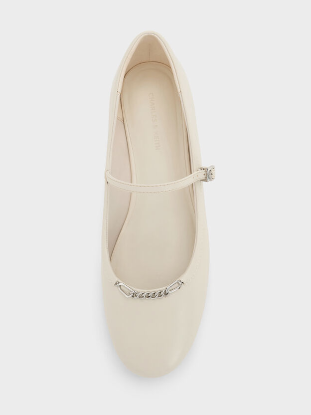 Shila Chain Mary Jane Flats, Chalk, hi-res