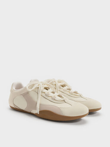 Nylon & Suede Top-Flap Sneakers, Chalk, hi-res