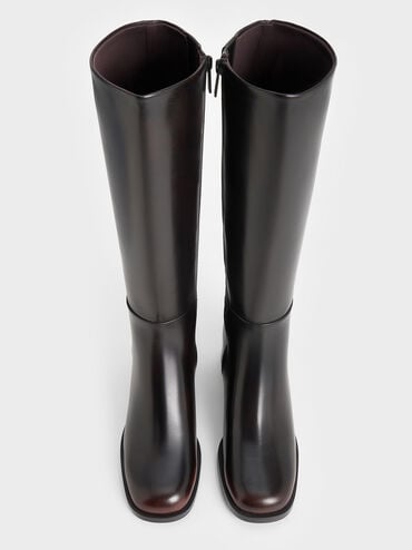 Louise Block-Heel Knee-High Boots, Dark Brown, hi-res