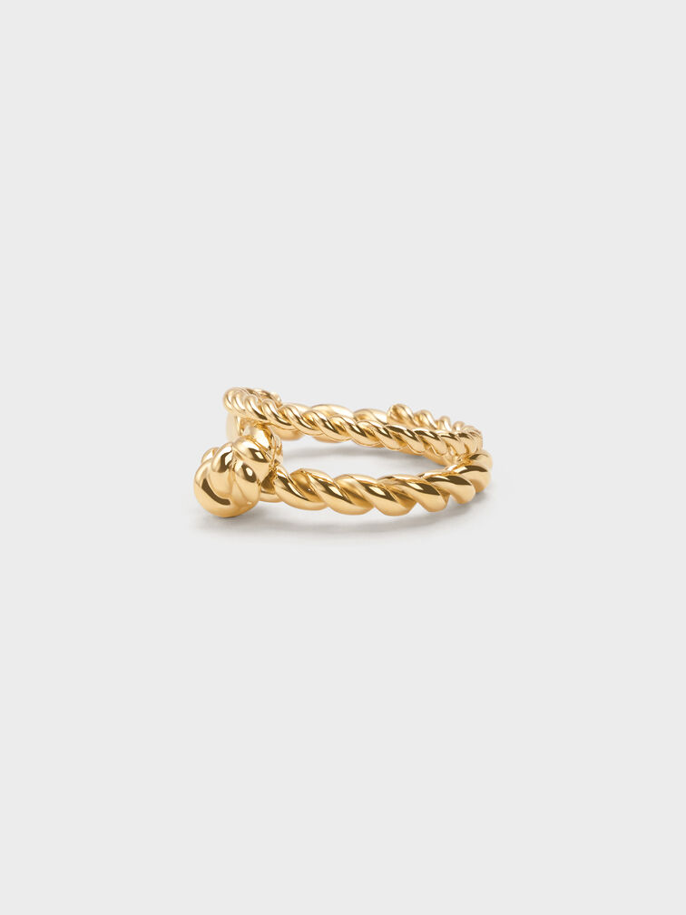 Sable Rope-Knot Two-Ring Set, Gold, hi-res