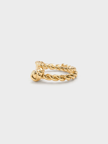 Sable Rope-Knot Two-Ring Set, Gold, hi-res