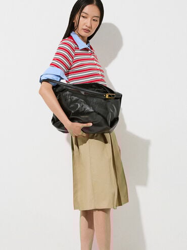 Sianna Slouchy Hobo Bag, Black, hi-res