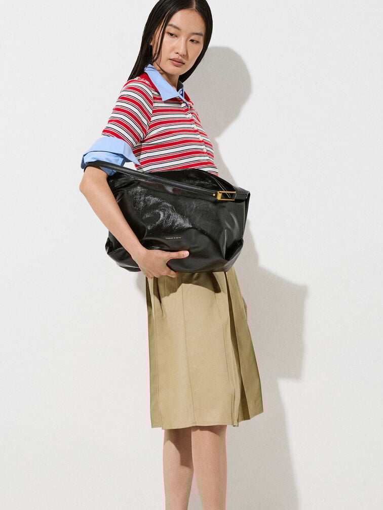 Sianna Slouchy Hobo Bag, Black, hi-res