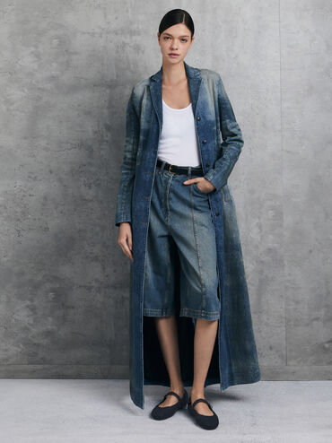 Carmel Felt Quilted Buckled Mary Jane Flats, Dark Blue, hi-res