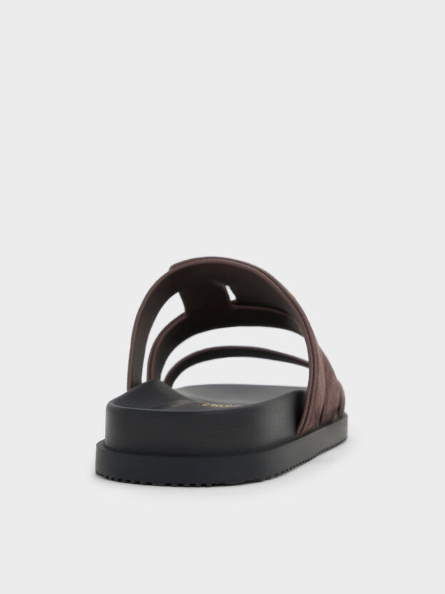 Petina Suede Flatform Sandals, Dark Brown Textured, hi-res