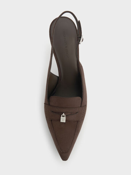 Griselda Faux Suede Slingback Pumps, Dark Brown Textured, hi-res