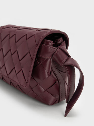 Ivette Woven Crossbody Bag, Wineberry Red, hi-res