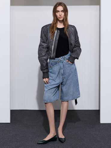 Erinna Metallic-Accent Pointed-Toe Flats, Black Box, hi-res