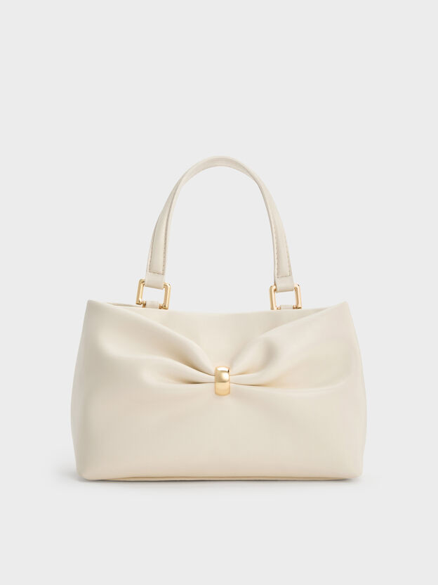 Halsey Ruched Top Handle Bag, Cream, hi-res