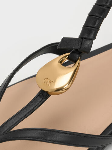 Adema Leather Strappy Thong Sandals, Black, hi-res