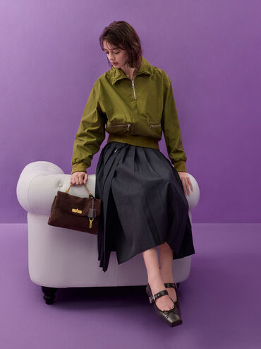 Kerry Recycled Suede Chain-Handle Crossbody Bag, Espresso Brown, hi-res