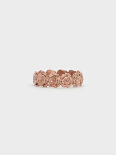 Rosalind Flower-Motif Ring, Brushed Rose Gold, hi-res