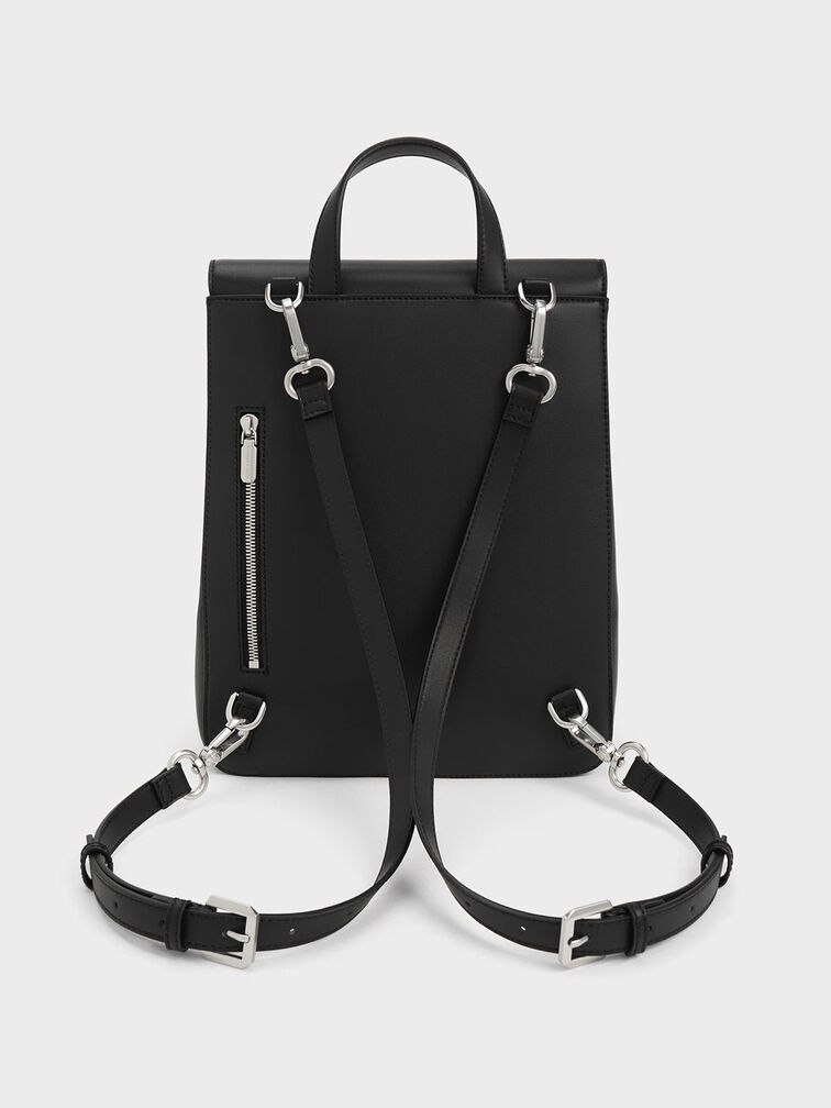 Octavia Front Flap Structured Backpack, Noir, hi-res
