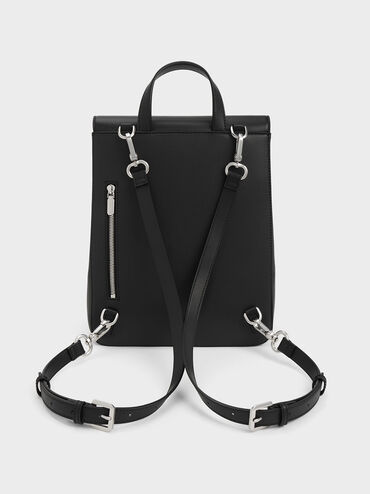 Octavia Front Flap Structured Backpack, Noir, hi-res