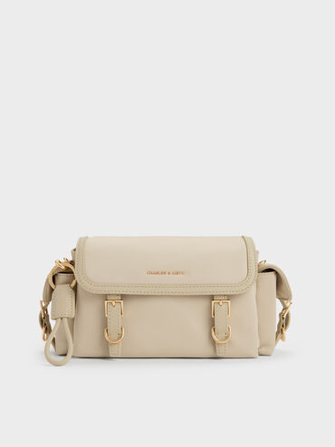 Levy Nylon Buckled Crossbody Bag, Dusted Oat, hi-res