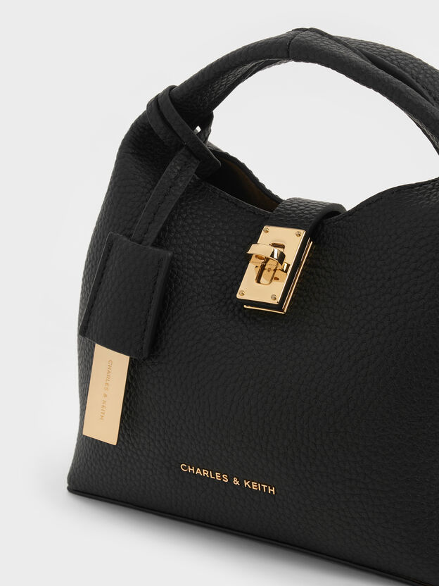 Mini Chance Turn-Lock Bucket Bag, Black, hi-res