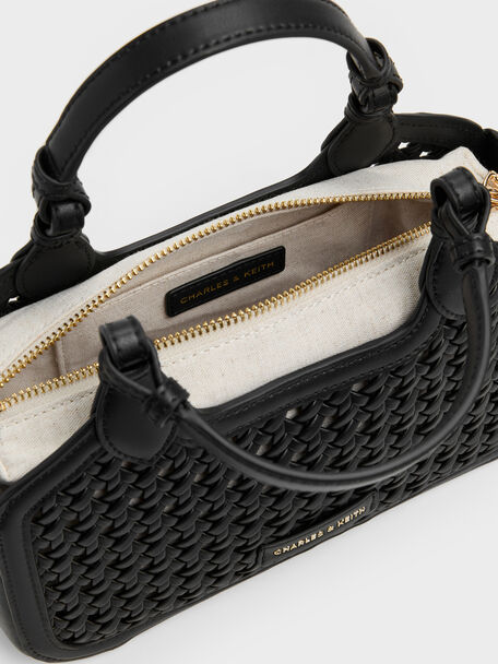 Mini Azure Woven Tote Bag, Black, hi-res