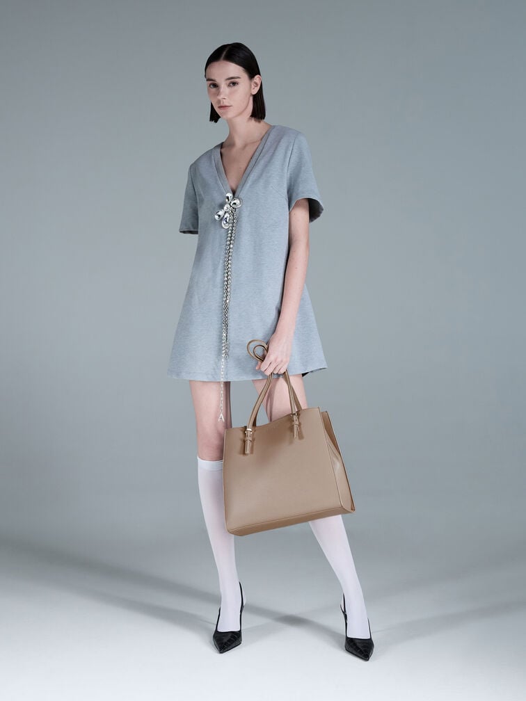 Sansa Tote Bag, Taupe, hi-res