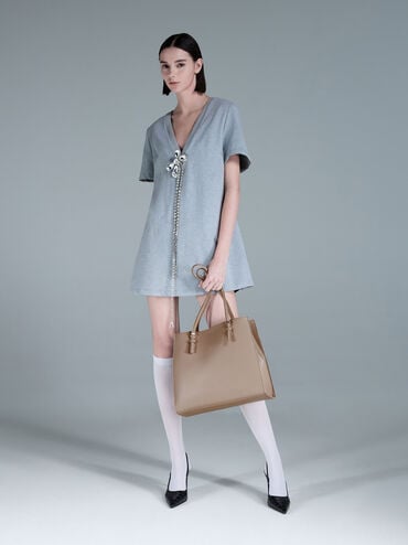 Sansa Tote Bag, Taupe, hi-res