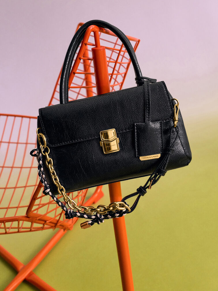 Acelynn Rope-Chain Tote Bag, Black, hi-res