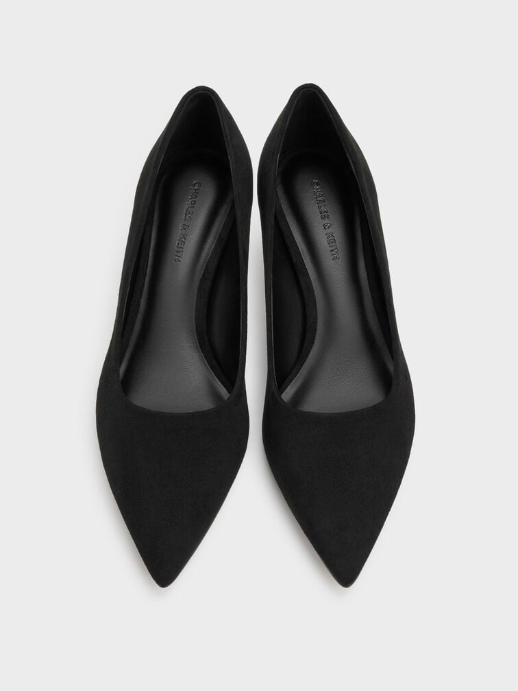 Cammie Metallic Sculptural Heel Textured Pumps, Black Textured, hi-res