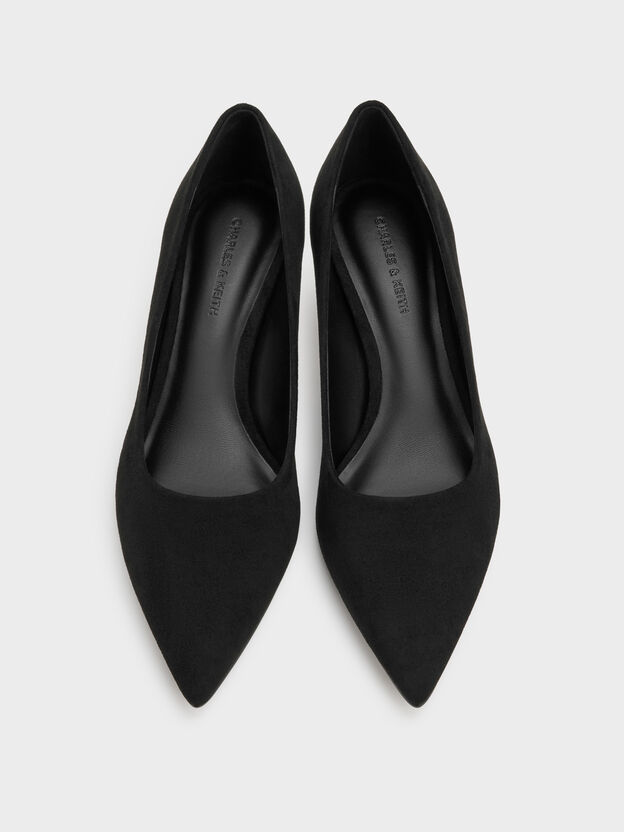 Cammie Faux Suede Metallic-Heel Pumps, Black Textured, hi-res
