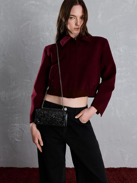 Paffuto Sequinned Wallet On Chain, Noir, hi-res