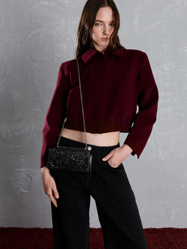 Paffuto Sequinned Wallet On Chain, Noir, hi-res
