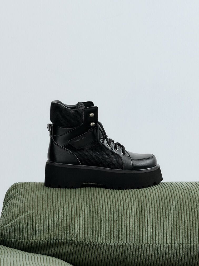 Eliot Platform Combat Boots, Grey, hi-res