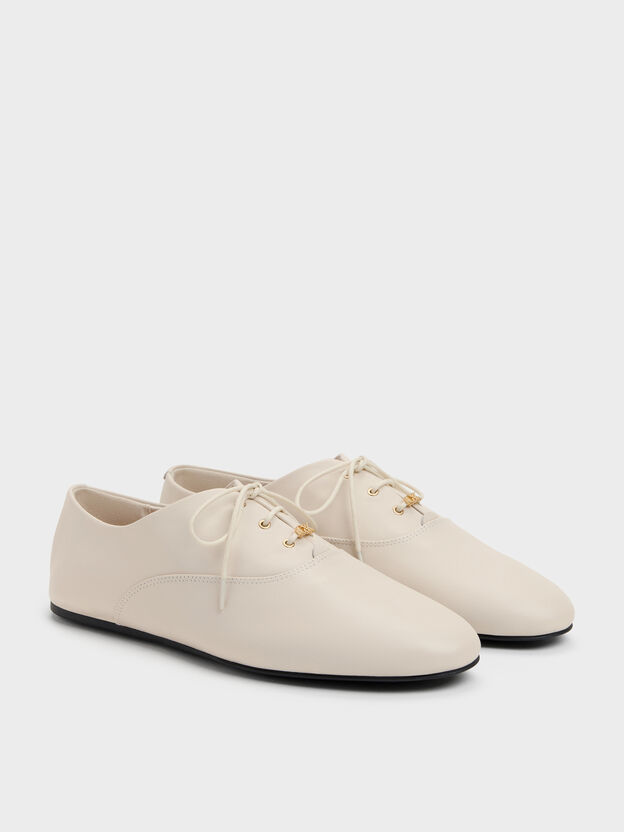 Pippa Leather Derby Flats, Chalk, hi-res