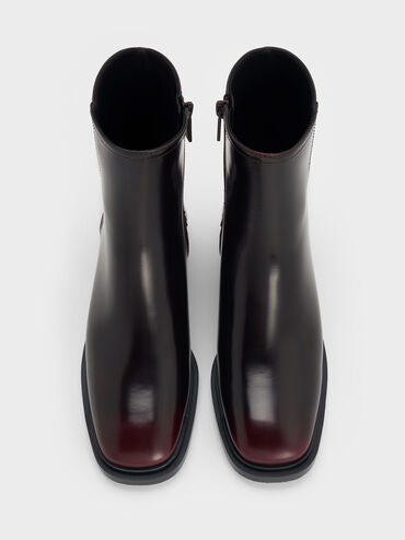 Erinna Metallic-Accent Side-Zip Ankle Boots, Burgundy, hi-res