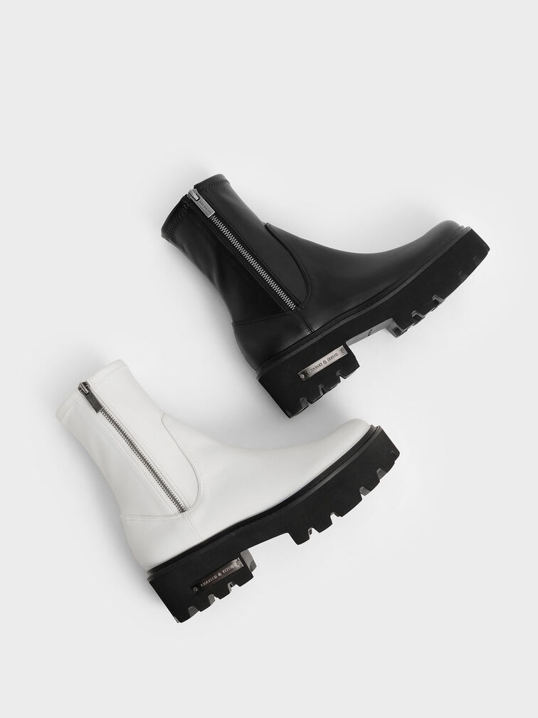 Imogen Side-Zip Ankle Boots, White, hi-res
