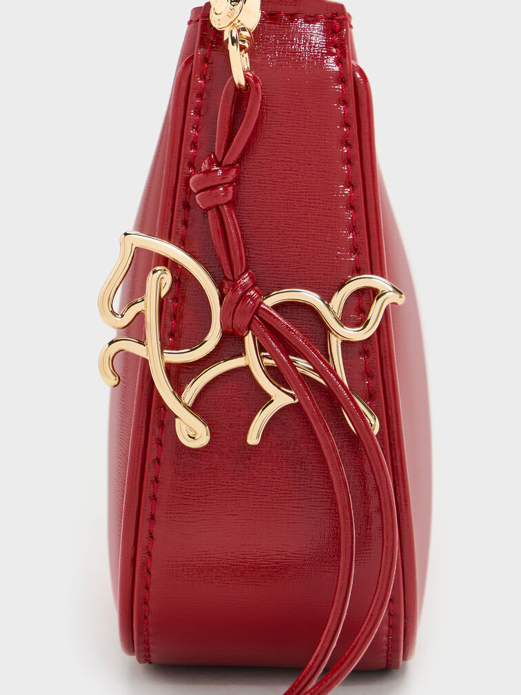 Elspeth Horse-Motif Shoulder Bag, Tomato Red, hi-res