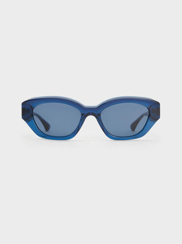 Onyx Recycled Acetate Cat-Eye Sunglasses, Blue, hi-res
