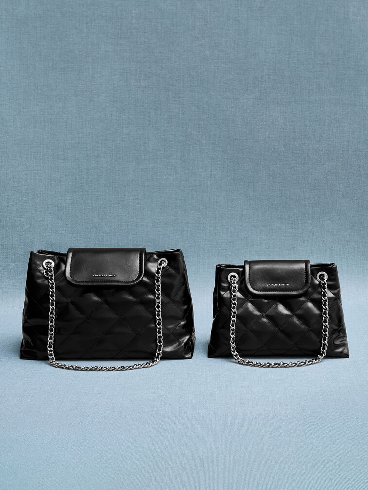 Large Apfra Quilted Shoulder Bag, Noir, hi-res