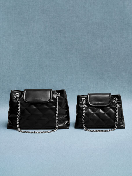 Large Apfra Quilted Shoulder Bag, Noir, hi-res