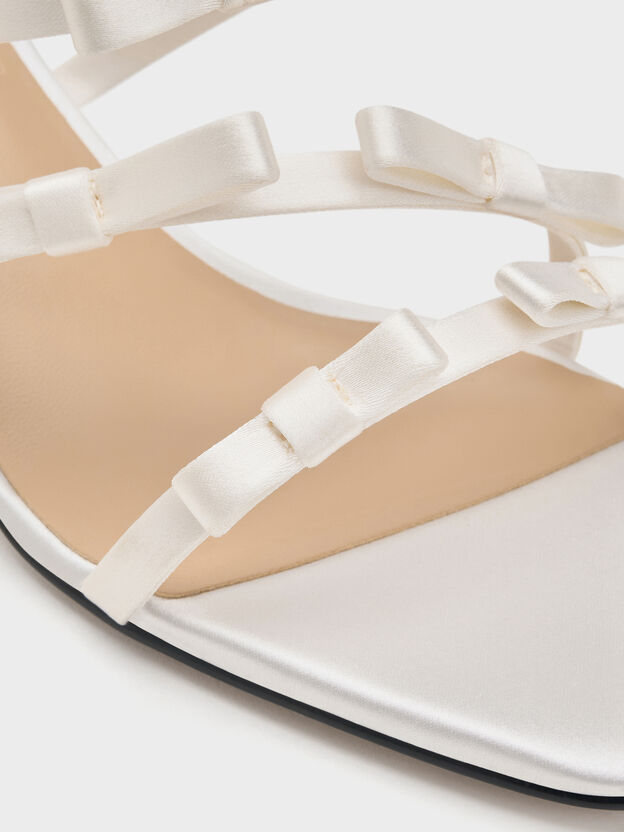 Jessy Bow Heeled Sandals, White, hi-res