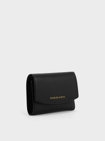 Briony Curved Flap Wallet, Black, hi-res